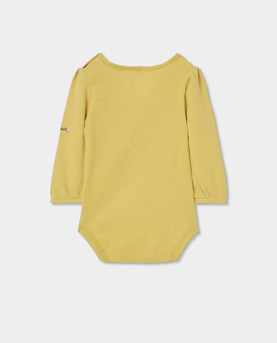 Conjunto de Malha para Bebé de Manga Comprida com Gola Redonda Amarelo-5