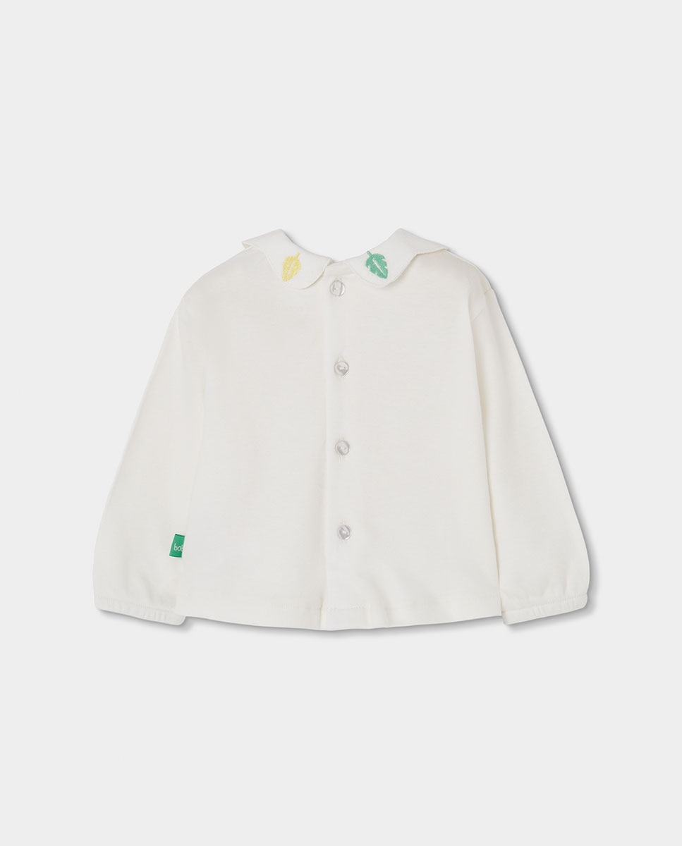 Conjunto de Malha para Bebé de Algodão de Manga Comprida Branco / Verde-5