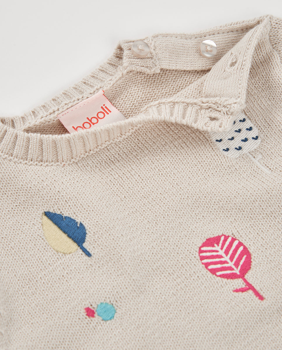 Camisola de Tricotosa para Bebé de Manga Comprida com Gola Redonda Multicolor-3