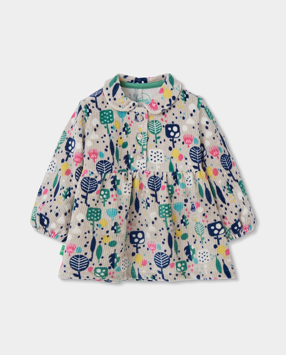 Imagem 0 de Vestido de Bombazina para Bebé de Manga Comprida com Gola Tipo Camisa
