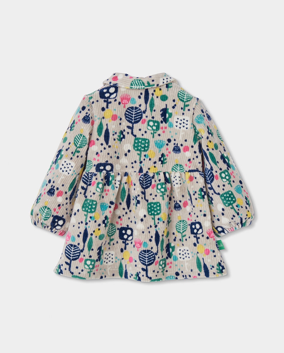 Vestido de Bombazina para Bebé de Manga Comprida com Gola Tipo Camisa Multicolor-2
