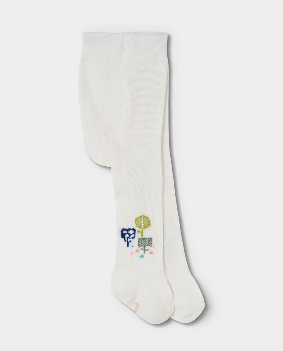Imagem 0 de Collants Infantil com Estampado de Folhas e Cintura Subida