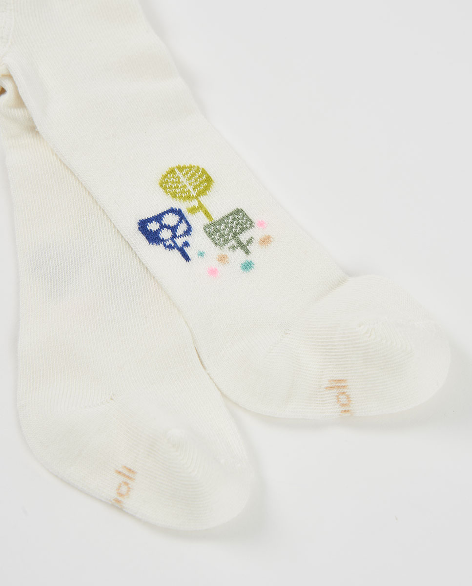 Collants Infantil com Estampado de Folhas e Cintura Subida Multicolor-2