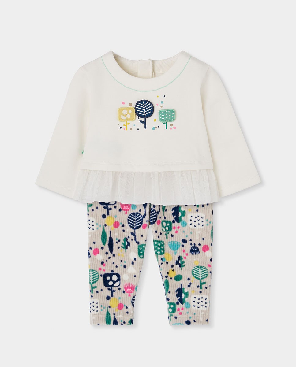 Conjunto de Malha para Bebé de Algodão de Manga Comprida Multicolor-1