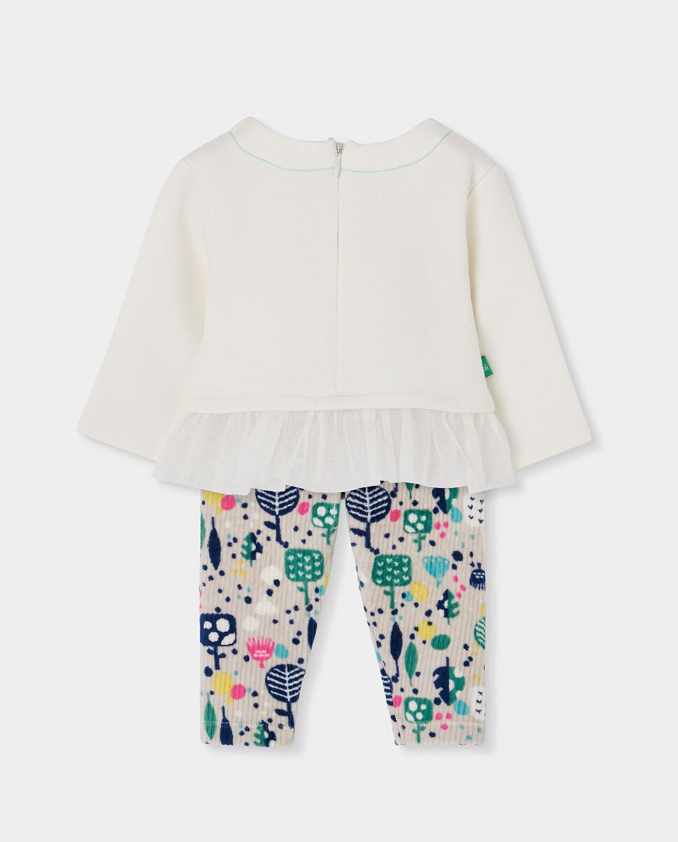 Vestido Canelado para Bebé com Estampado Às Riscas e Manga Comprida Multicolor-2
