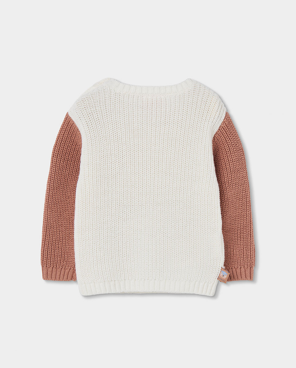 Camisola de Malha para Bebé de Manga Comprida com Gola Redonda Boboli Argila-2