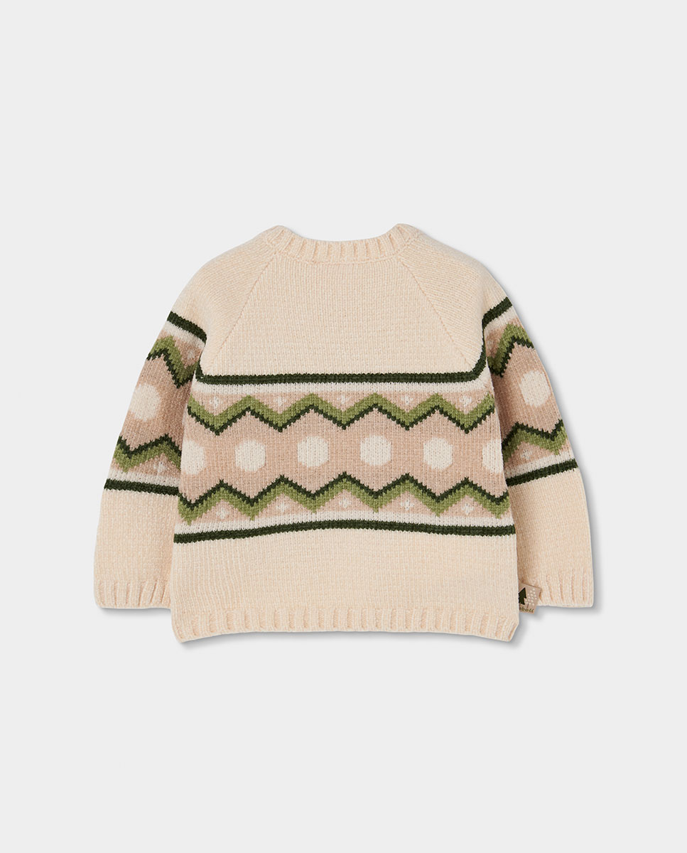 Conjunto de Malha para Bebé de Manga Comprida com Estampado de Cenefas Verde-5