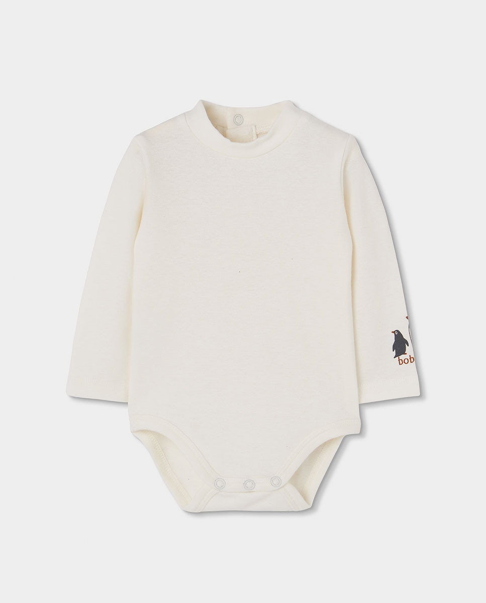 Conjunto de Malha para Bebé com Gola Semicisne Branco / Laranja-3
