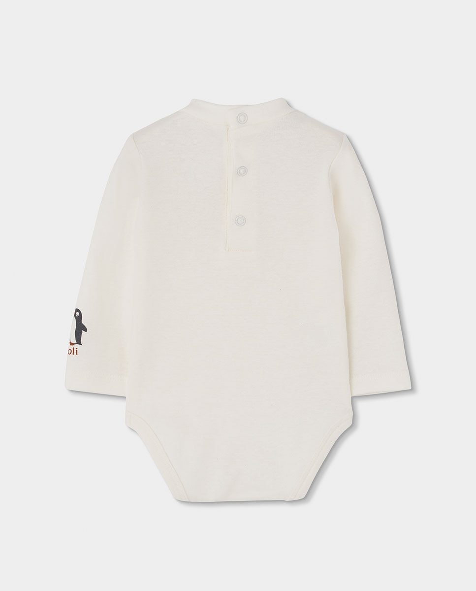 Conjunto de Malha para Bebé com Gola Semicisne Branco / Laranja-5