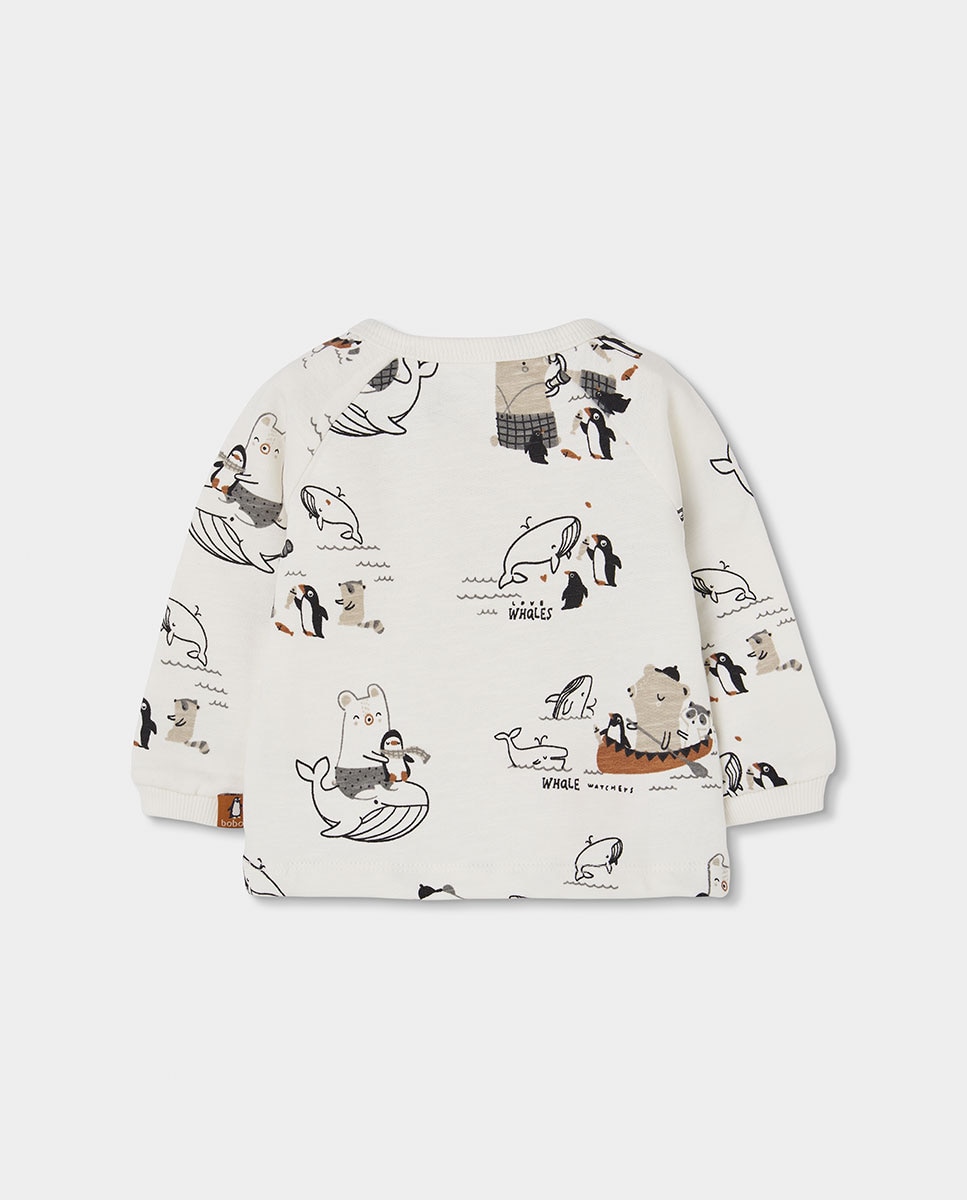 Conjunto de Malha para Bebé de Algodão de Manga Comprida Branco / Laranja-5