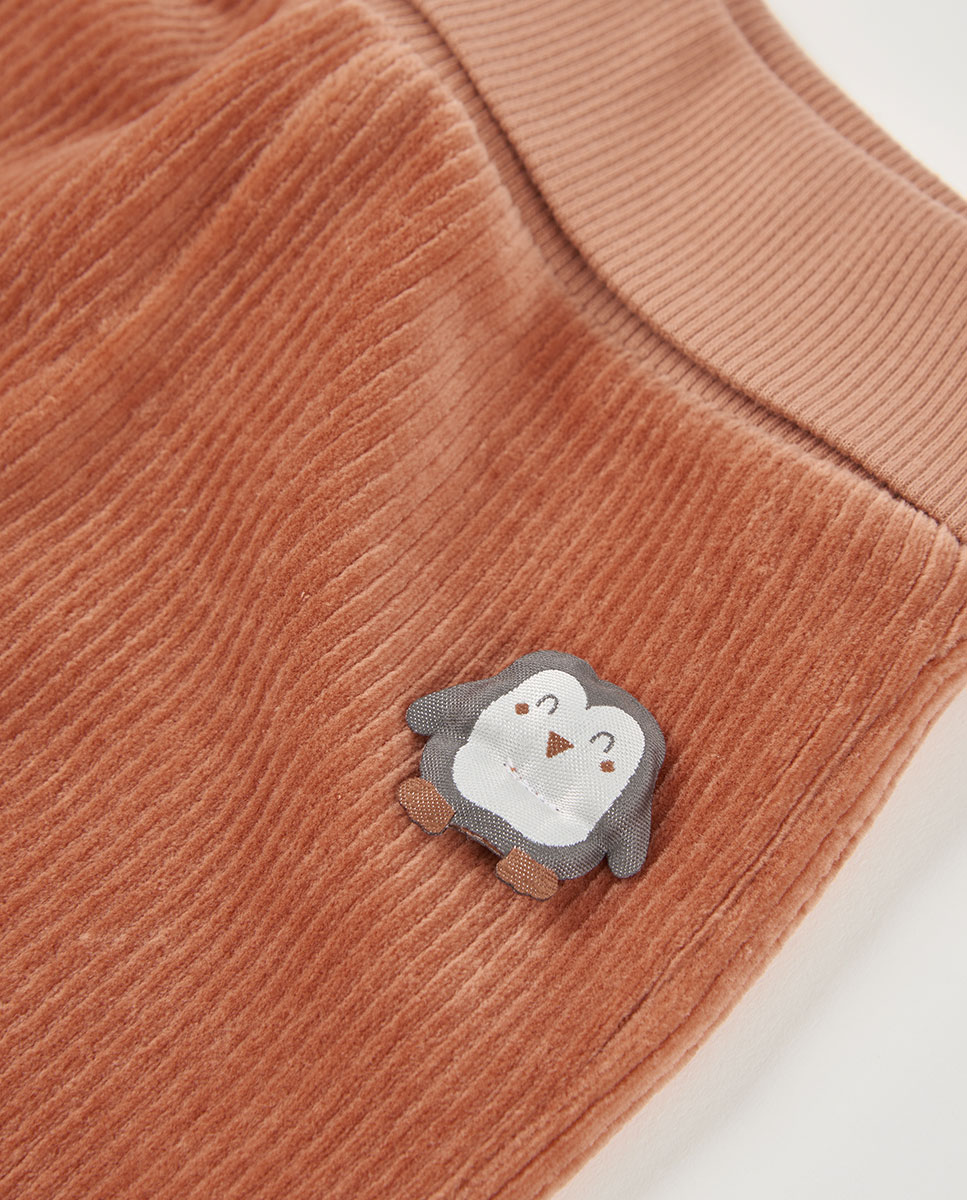 Conjunto de Malha para Bebé de Algodão de Manga Comprida Branco / Laranja-8