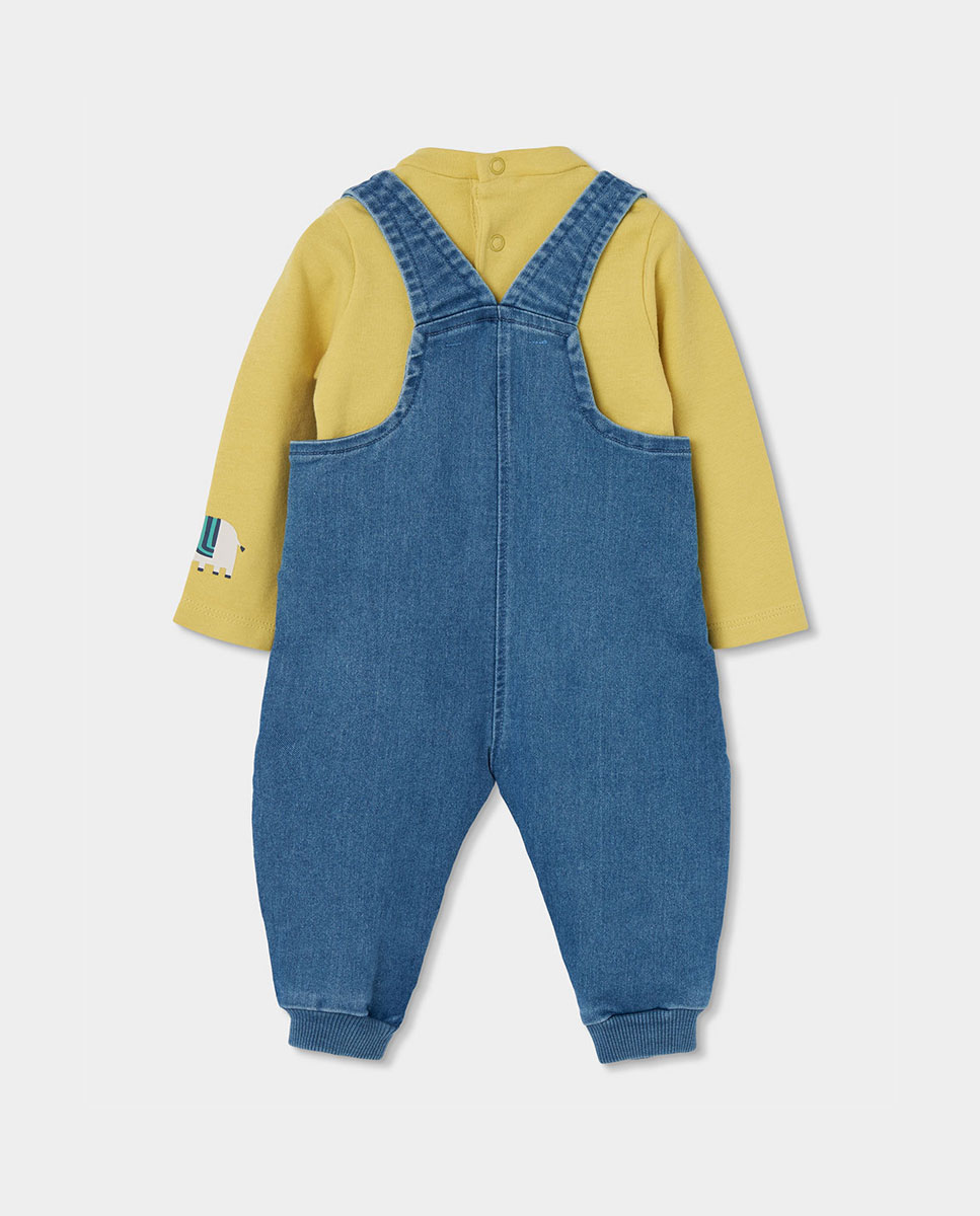 Conjunto para Bebé com Gola Semicisne e Bolso Amarelo-2