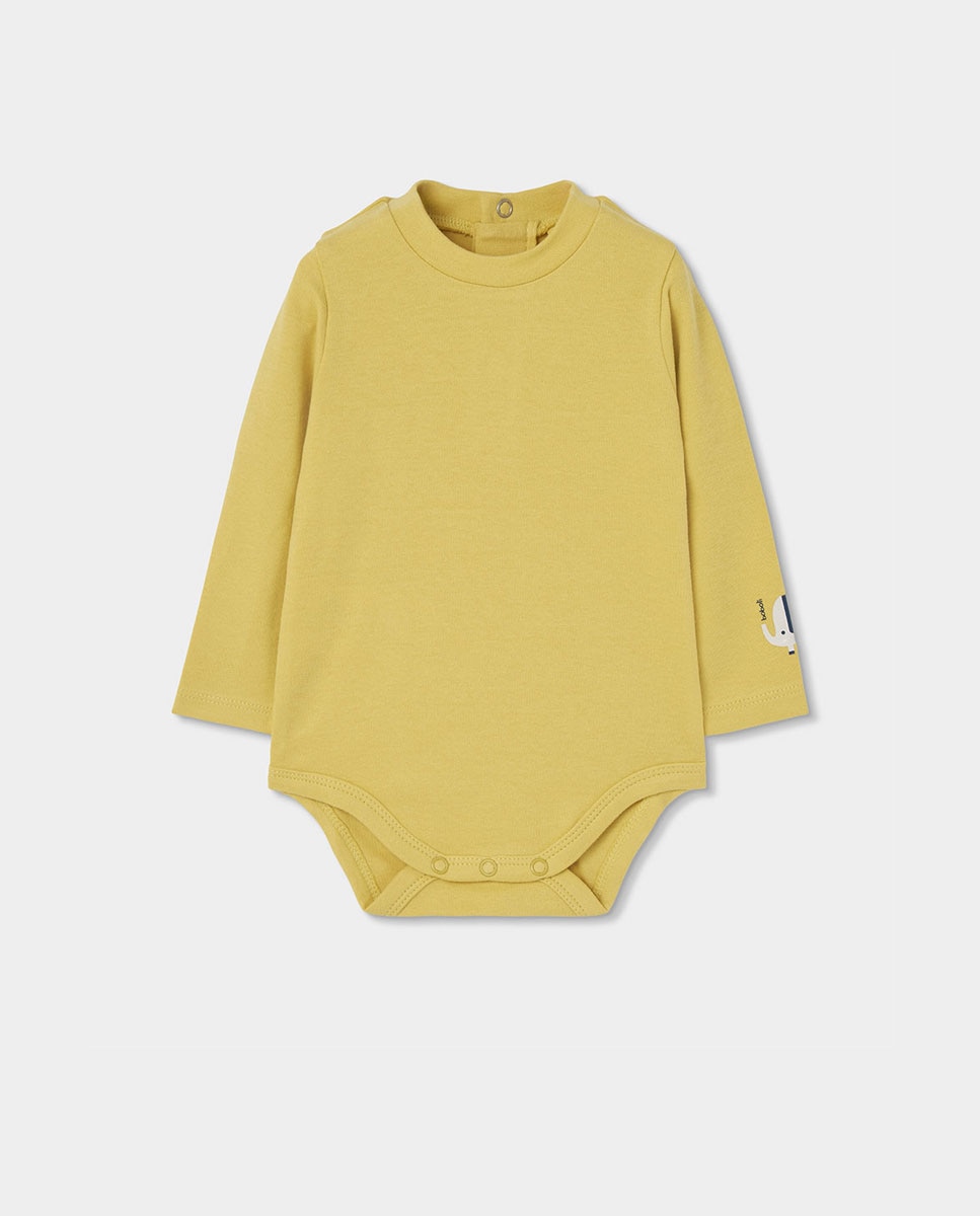 Conjunto para Bebé com Gola Semicisne e Bolso Amarelo-3