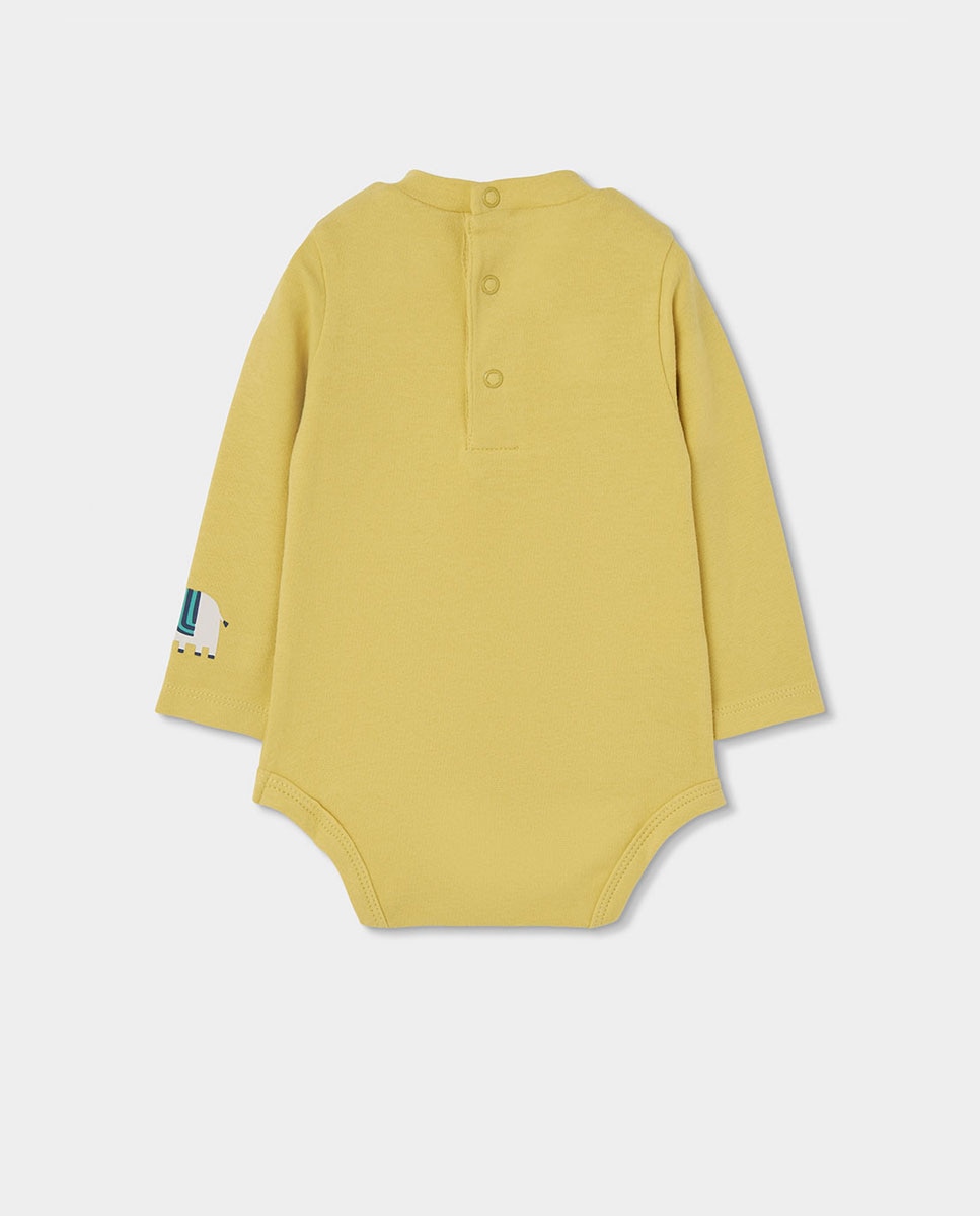 Conjunto para Bebé com Gola Semicisne e Bolso Amarelo-5