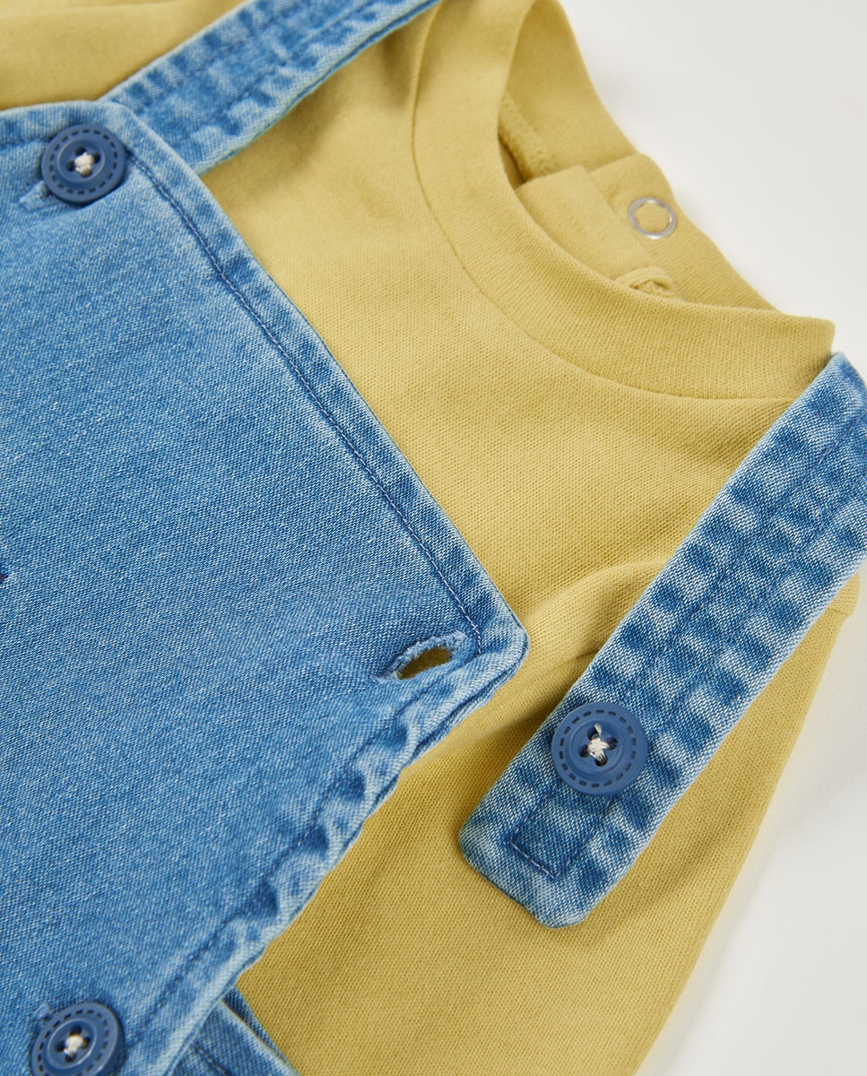 Conjunto para Bebé com Gola Semicisne e Bolso Amarelo-7