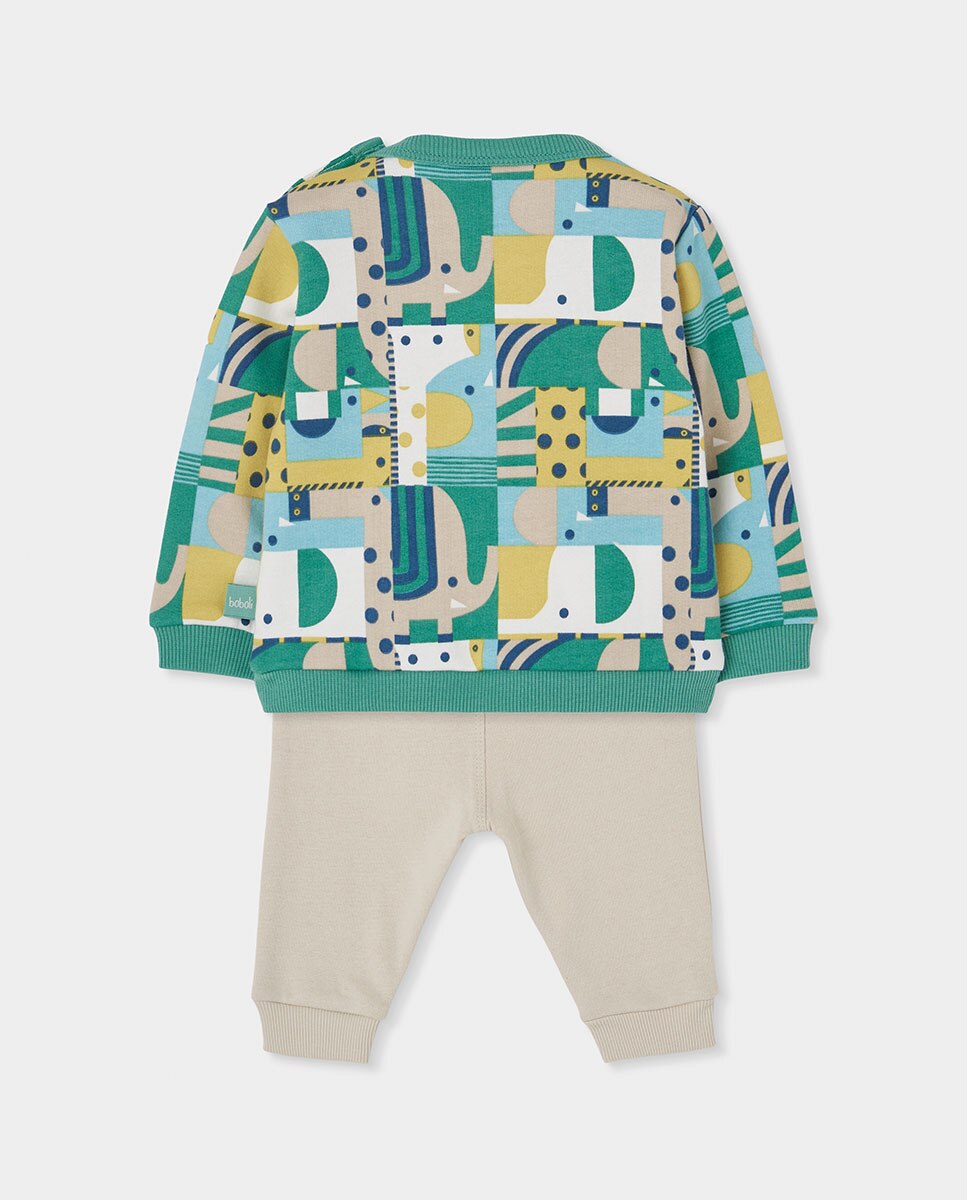 Conjunto para Bebé de Manga Comprida com Gola Redonda Verde-2