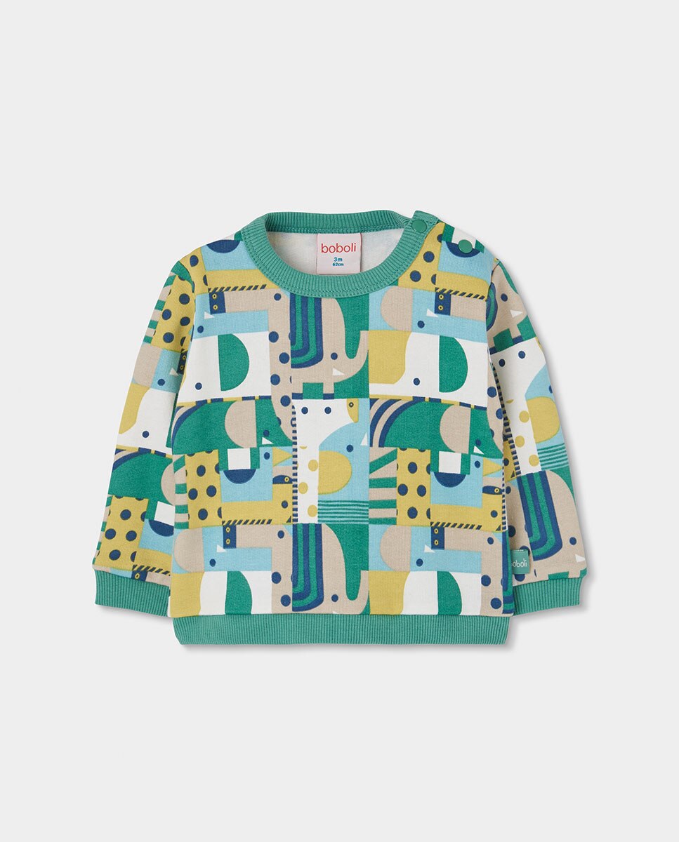 Conjunto para Bebé de Manga Comprida com Gola Redonda Verde-3