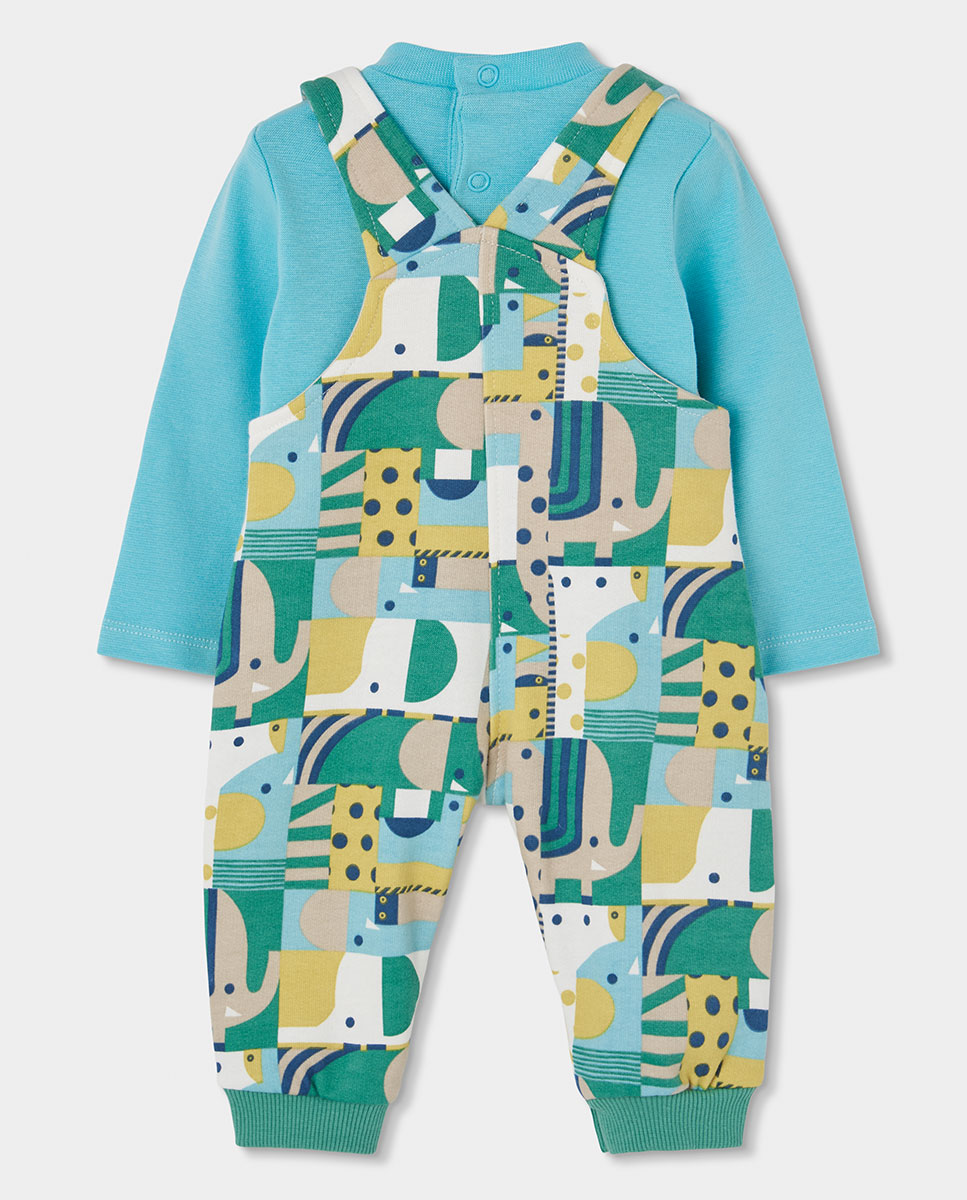 Conjunto para Bebé de Manga Comprida com Gola Semicisne Azul-celeste-2