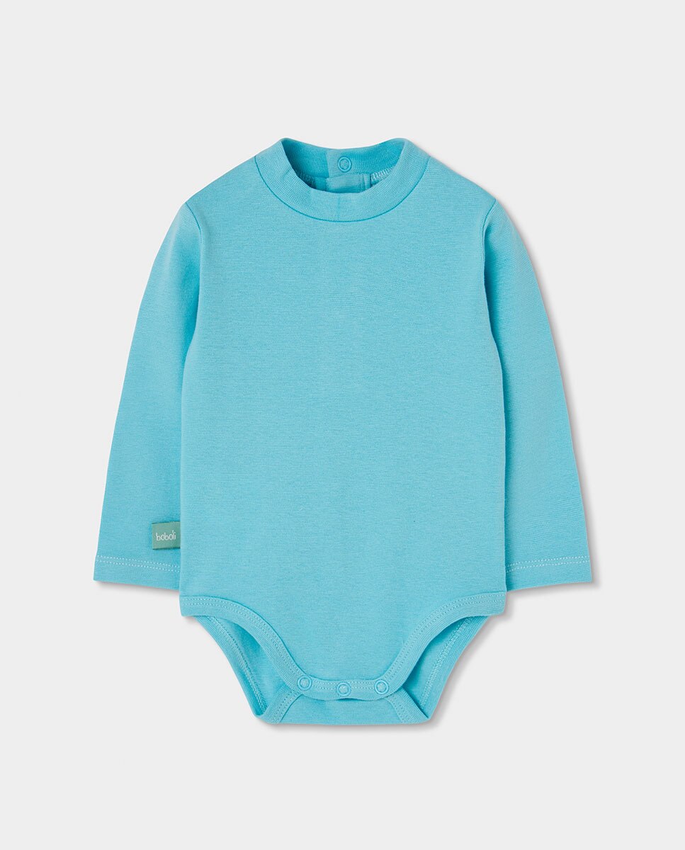 Conjunto para Bebé de Manga Comprida com Gola Semicisne Azul-celeste-3