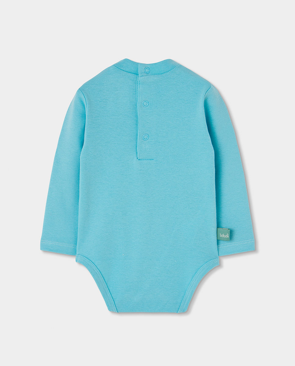 Conjunto para Bebé de Manga Comprida com Gola Semicisne Azul-celeste-5