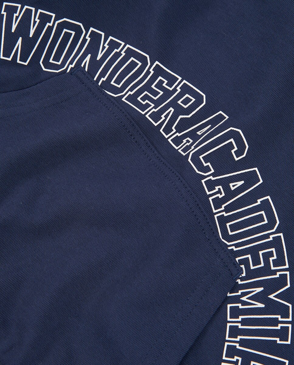 Sweatshirt de Felpa Infantil de Algodão com Capuz Azul-marinho-3