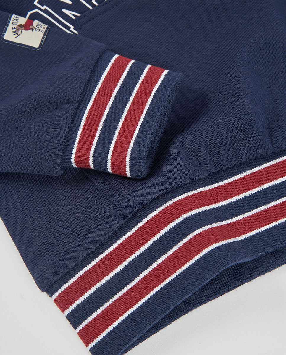 Sweatshirt de Felpa Infantil de Algodão com Capuz Azul-marinho-4
