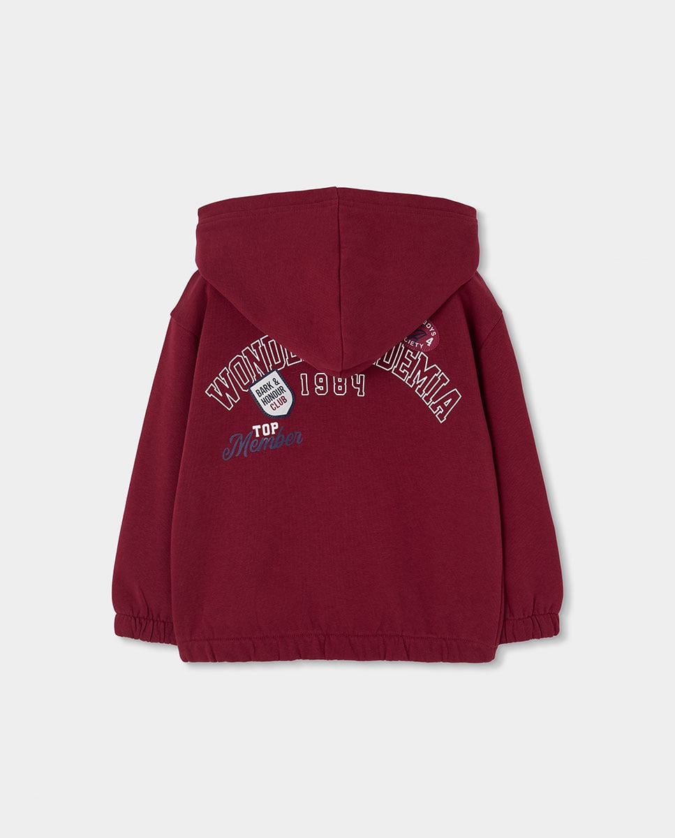 Casaco de Felpa Infantil de Algodão com Capuz e Fecho Zip Boboli Branco-2