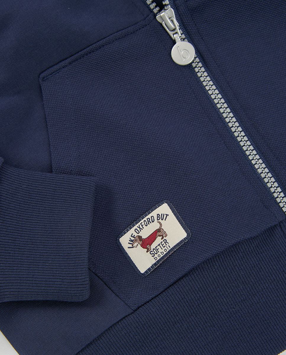 Casaco de Felpa Infantil de Algodão com Capuz e Fecho Zip Boboli Branco-4