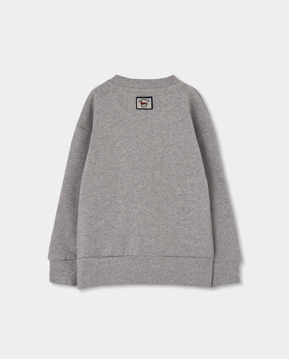Sweatshirt de Felpa Infantil de Algodão com Gola Redonda Azul-2