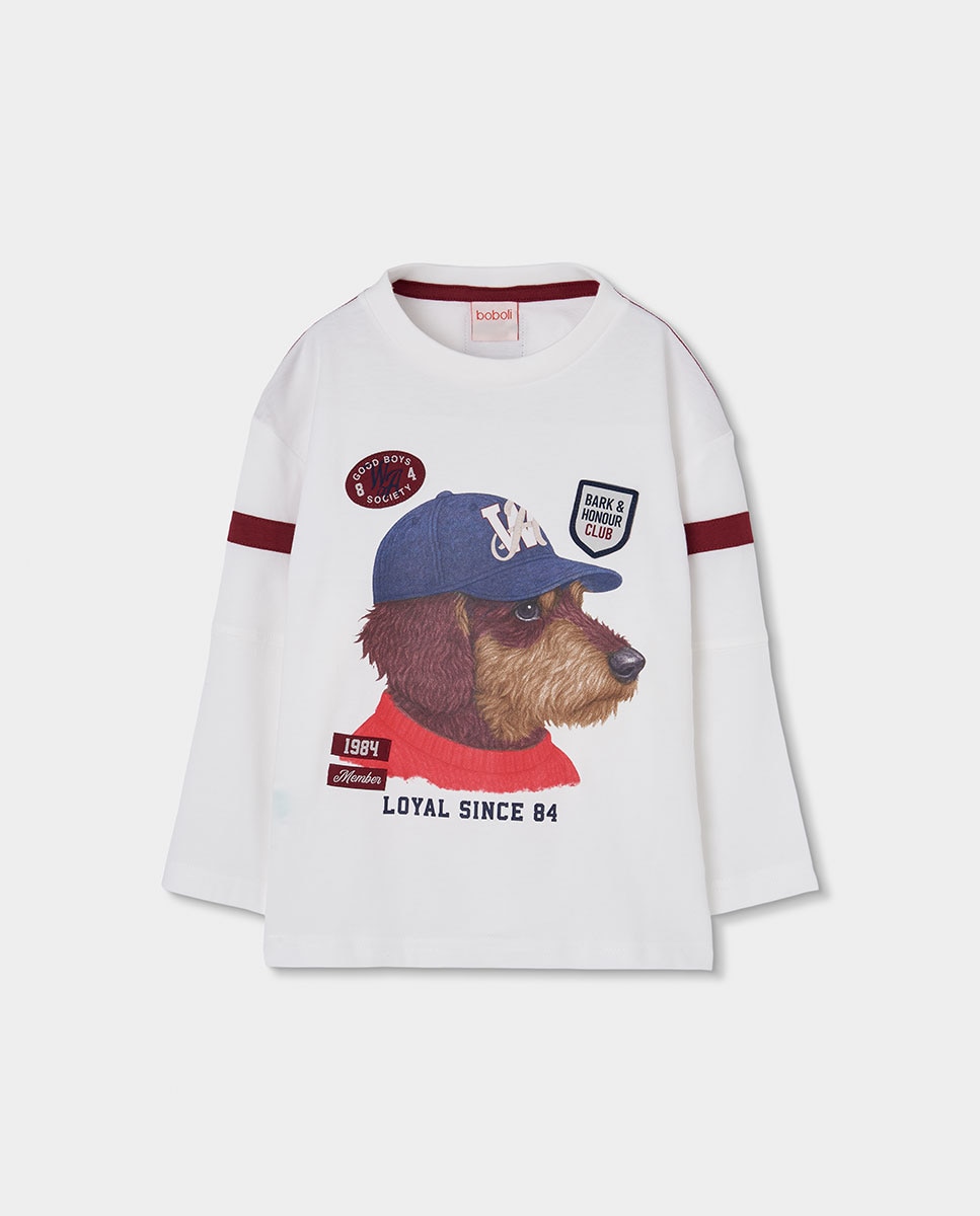 Imagem 0 de T-shirt Infantil de Algodão de Manga Comprida com Gola Redonda
