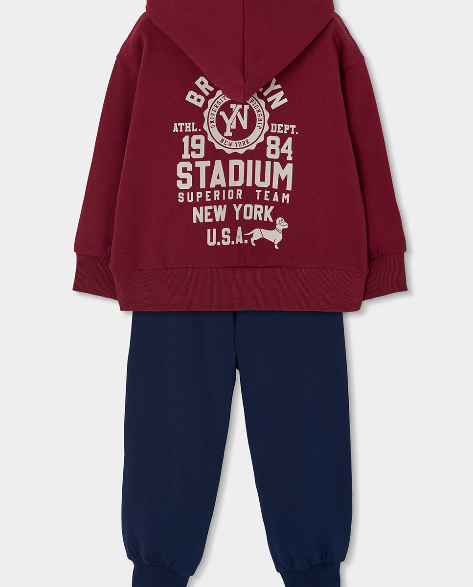 Conjunto de Sweatshirt e Calças Infantil de Algodão de Manga Comprida Azul-marinho-2