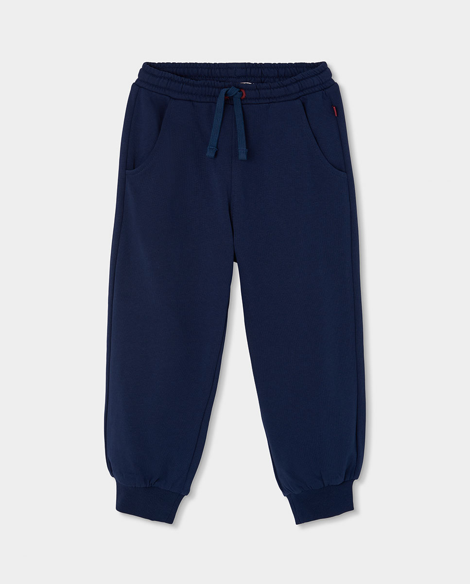 Conjunto de Sweatshirt e Calças Infantil de Algodão de Manga Comprida Azul-marinho-4