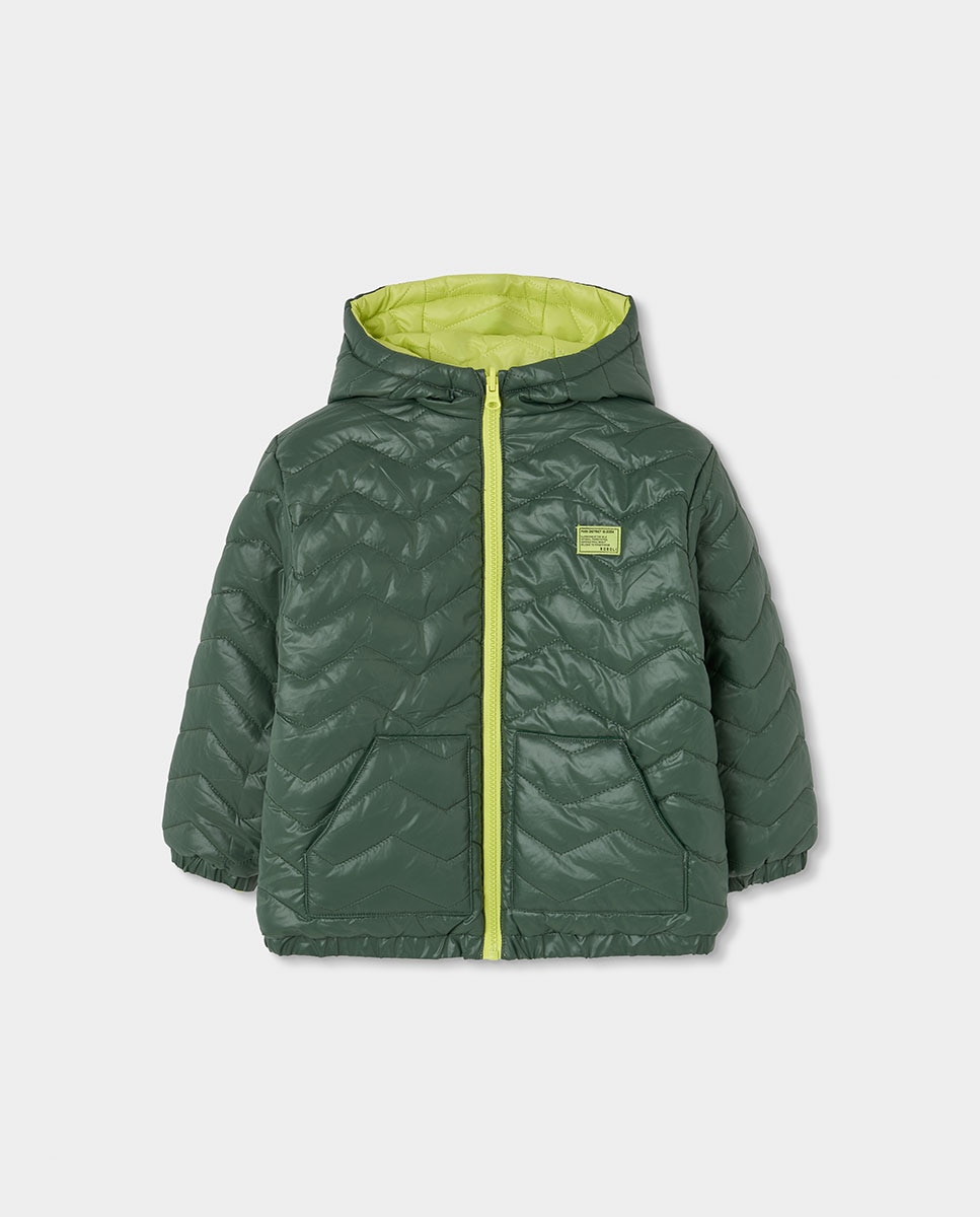 Parka Reversível Infantil com Capuz e Manga Comprida Boboli Verde-4
