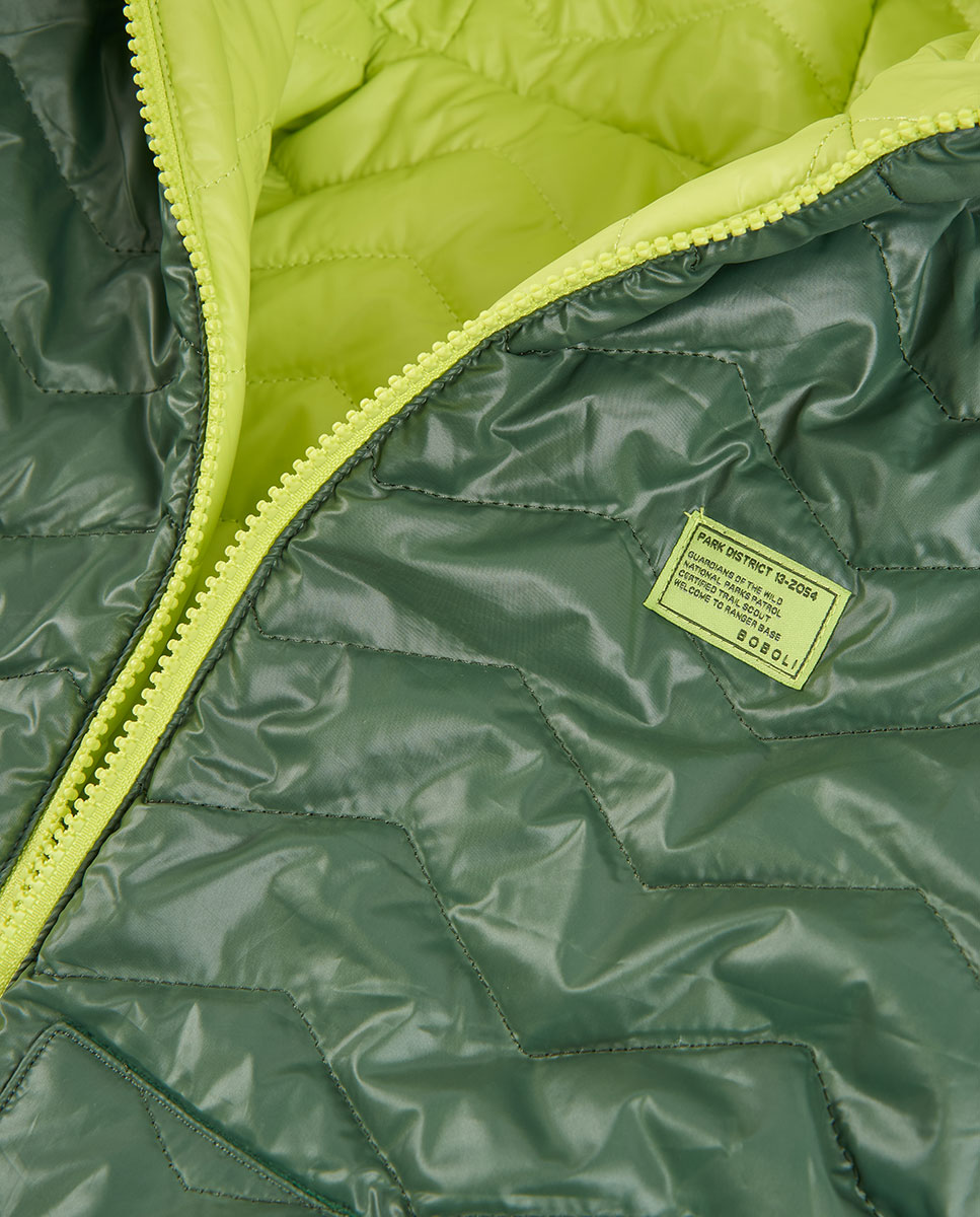 Parka Reversível Infantil com Capuz e Manga Comprida Boboli Verde-8