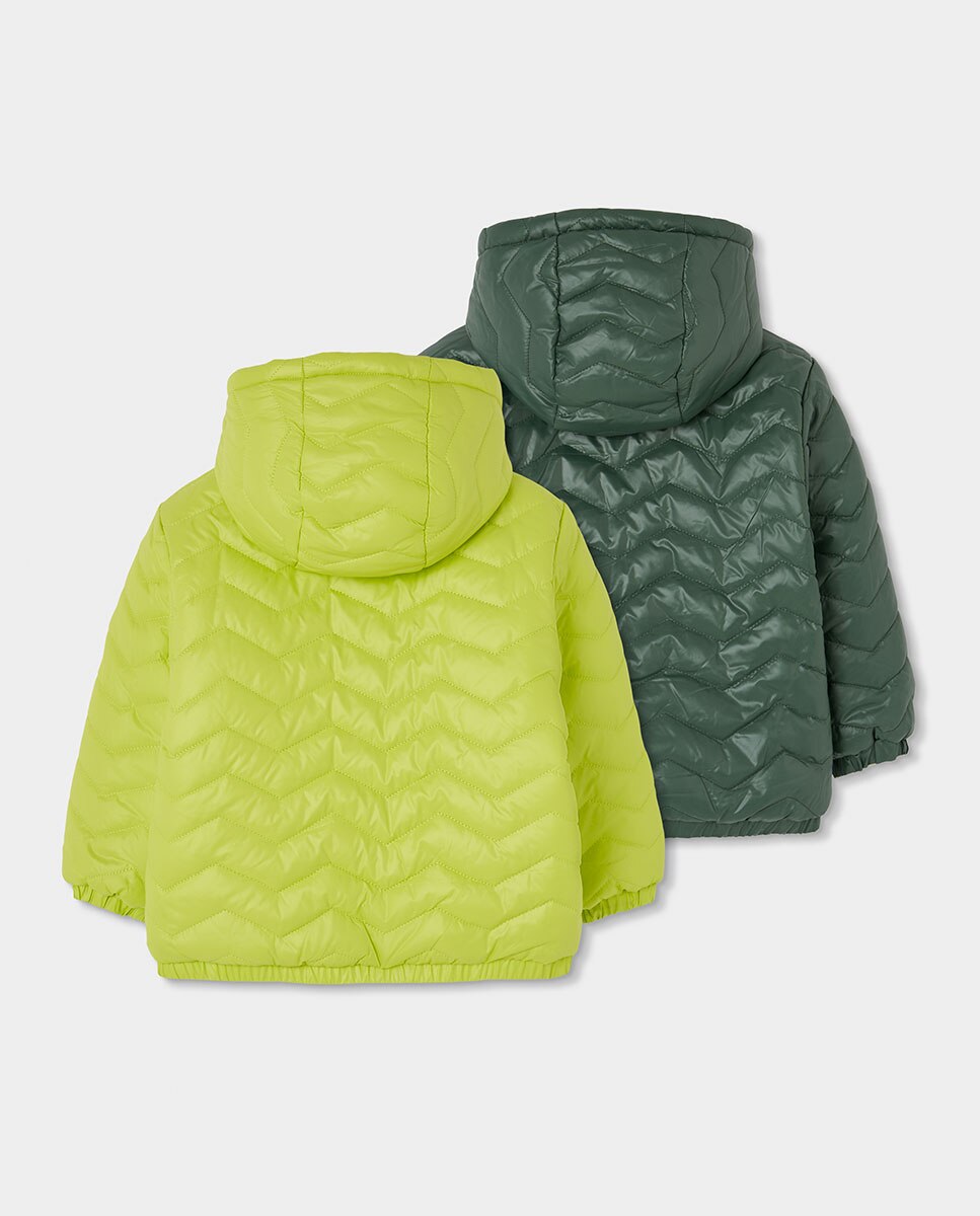 Parka Reversível Infantil com Capuz e Manga Comprida Verde-2
