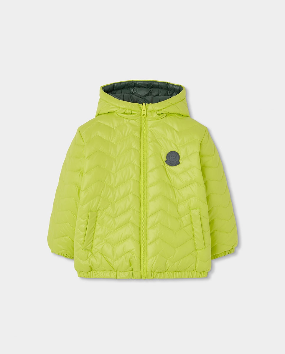 Parka Reversível Infantil com Capuz e Manga Comprida Verde-3