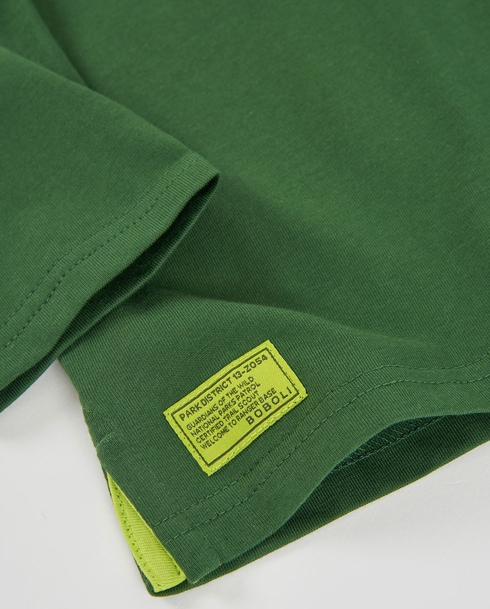 T-shirt Infantil de Algodão de Manga Comprida Verde-4