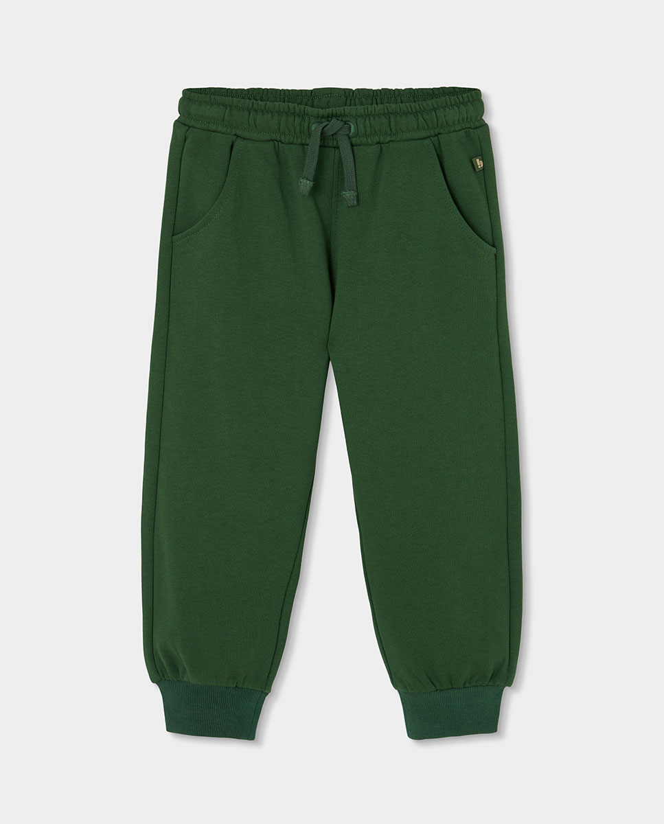 Conjunto de Sweatshirt Infantil de Manga Comprida com Gola Redonda Verde-4