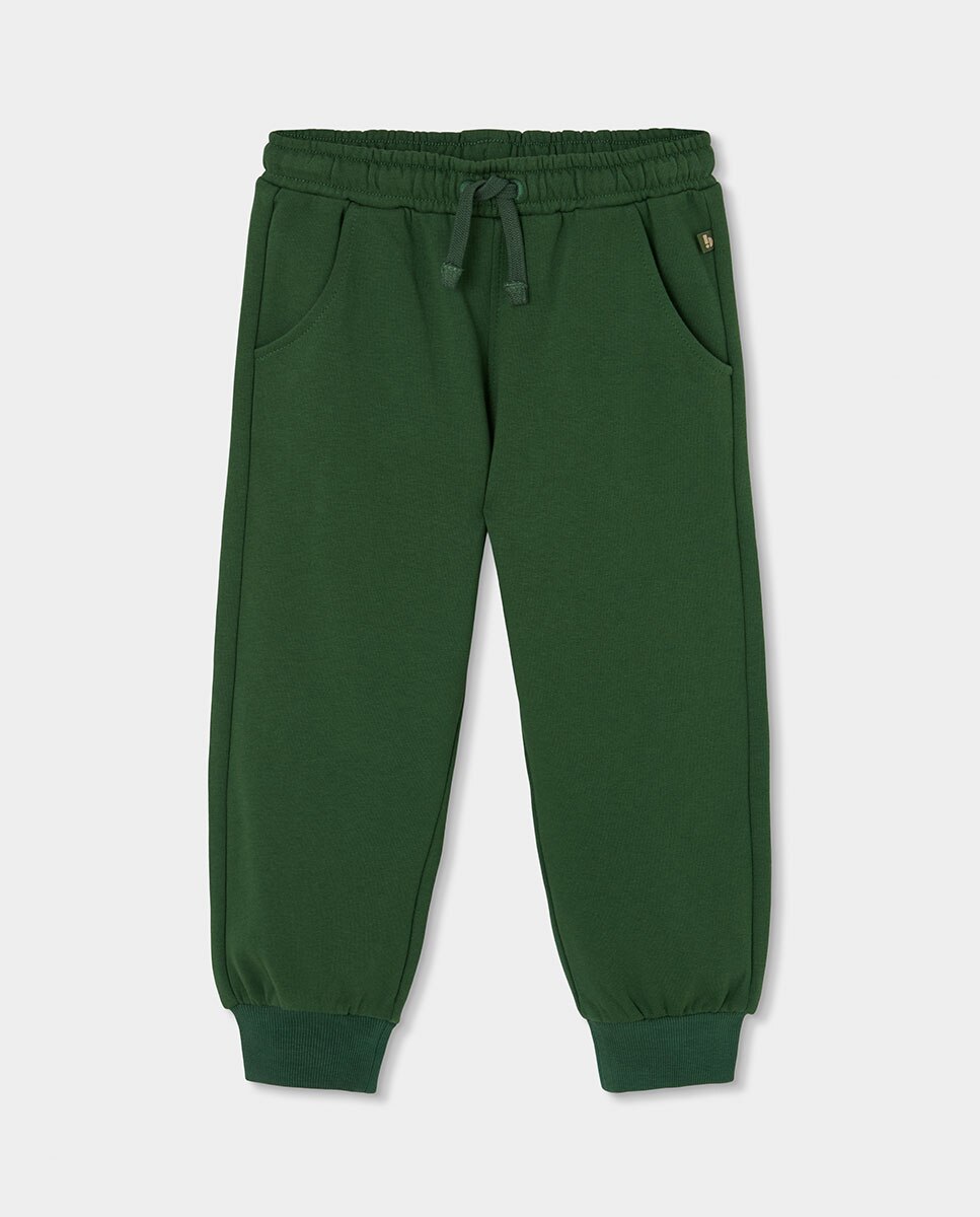 Conjunto de Fato de Treino Infantil de Manga Comprida com Gola Redonda Verde-4