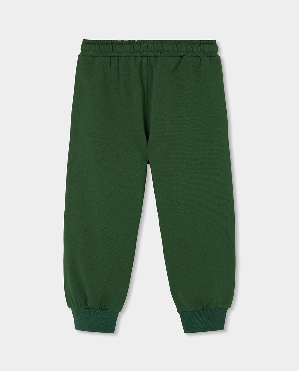 Conjunto de Fato de Treino Infantil de Manga Comprida com Gola Redonda Verde-6