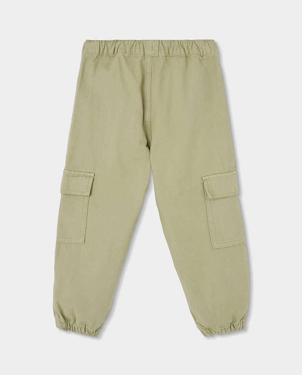 Calças Infantil de Algodão com Cintura Subida Amarelo-flúor-2