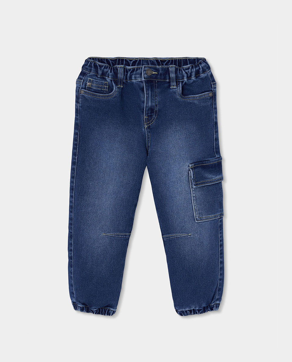 Imagem 0 de Calças Jeans Amplas com Cintura Subida