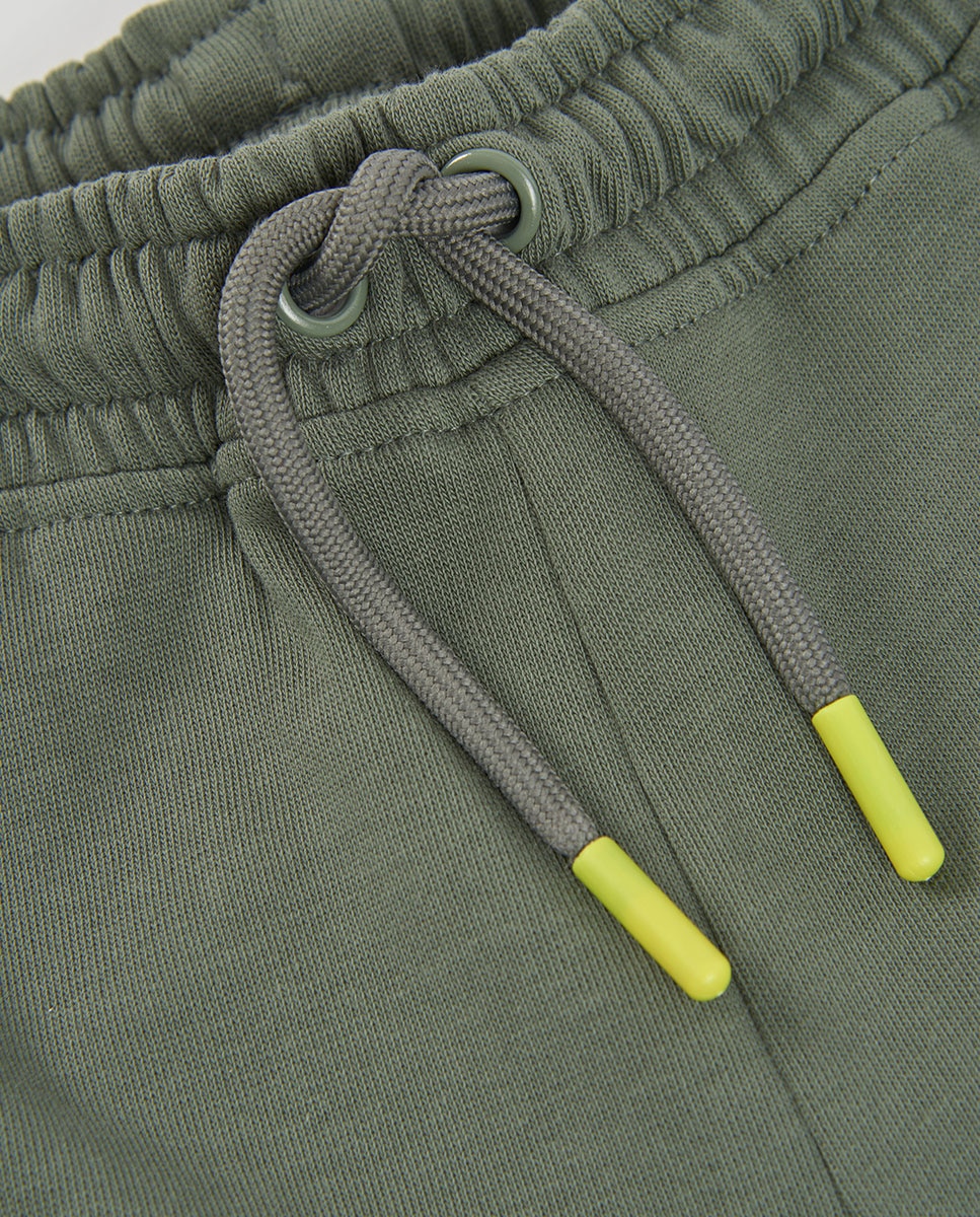 Conjunto de Fato de Treino Infantil de Manga Comprida com Gola Redonda Cinzento / Amarelo-flúor-3