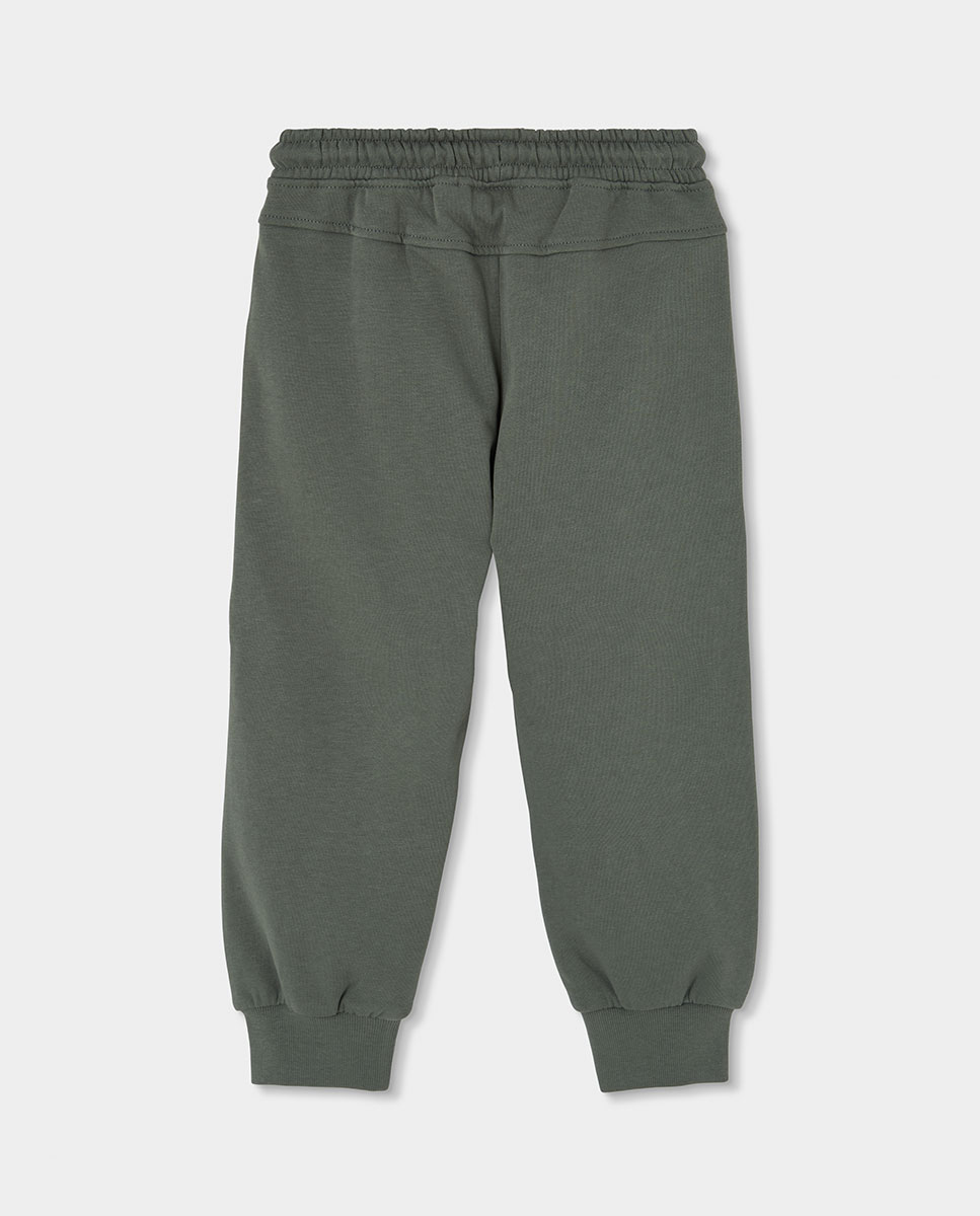 Conjunto de Sweatpants Infantil de Manga Comprida com Gola Redonda Cinzento / Amarelo-flúor-2