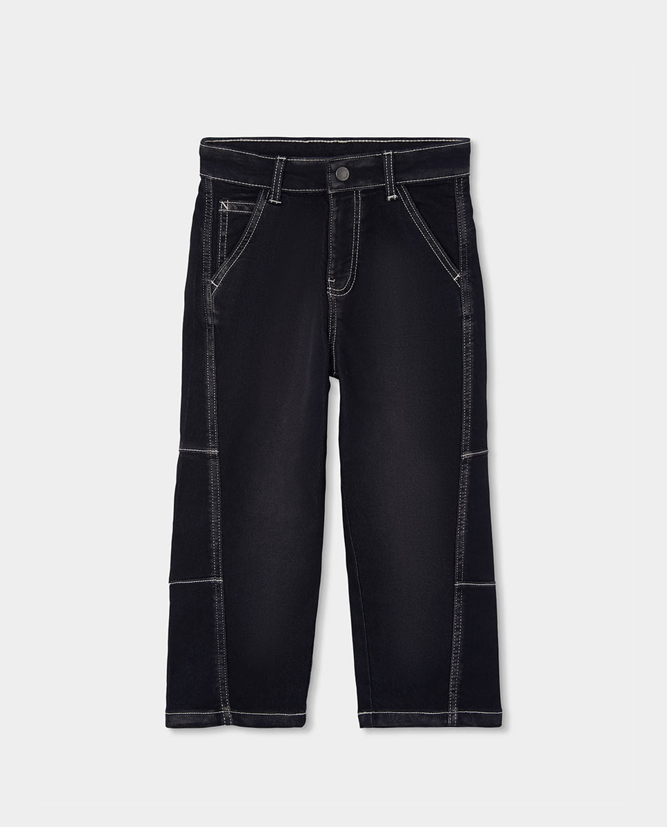 Imagem 0 de Calças Denim de Cintura Subida e Corte Amplo Infantil