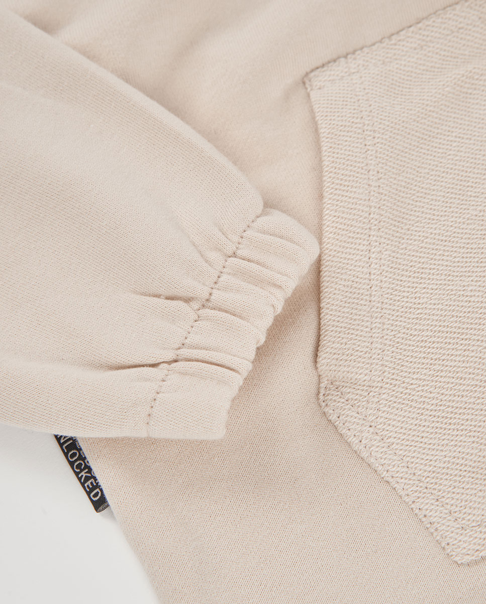 Sweatshirt de Felpa Infantil de Algodão com Capuz Branco / Laranja-4