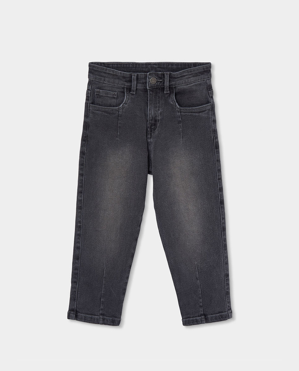 Imagem 0 de Calças Jeans Amplas com Cintura Subida
