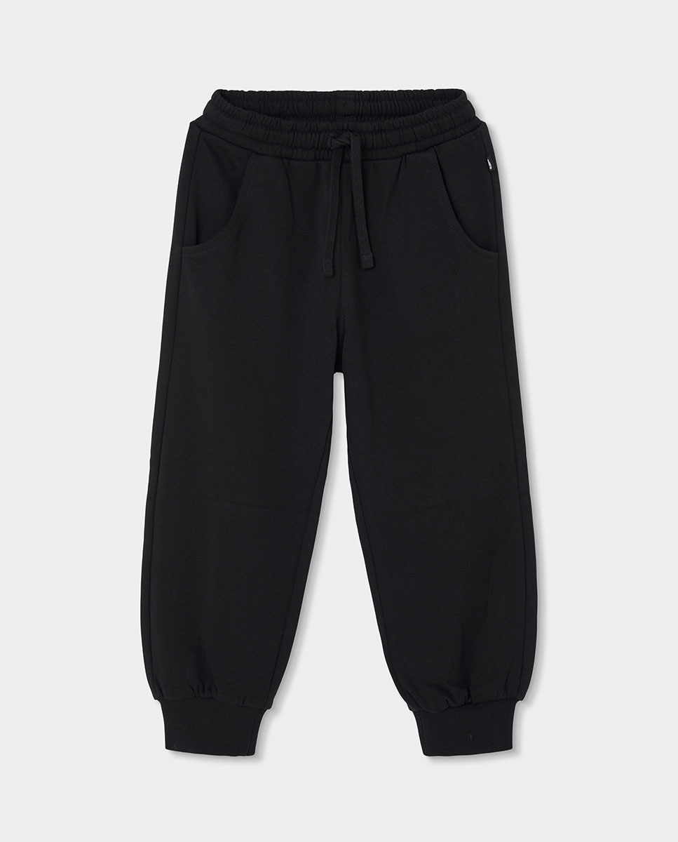 Fato de Treino Infantil de Algodão com Fecho Zip Preto / Branco-4