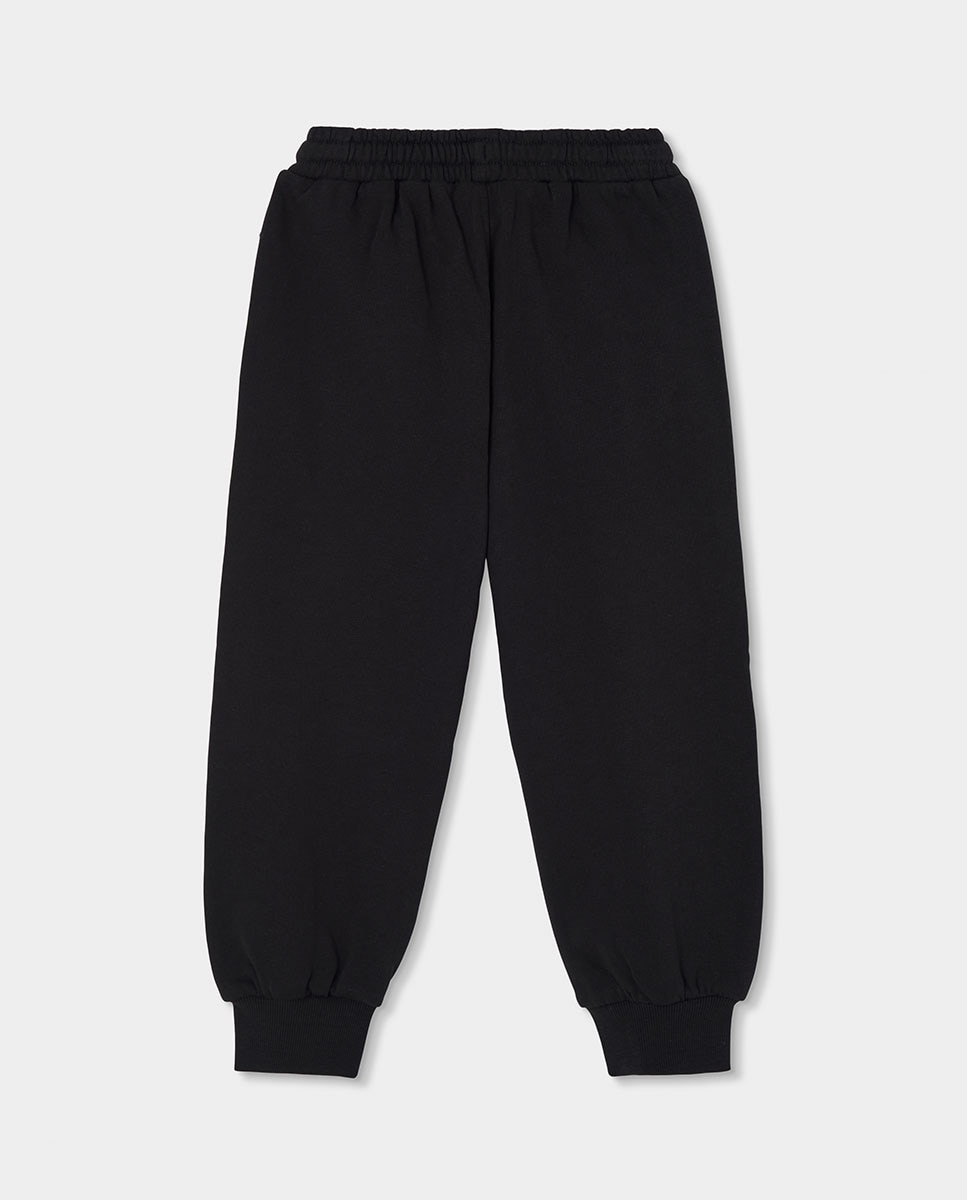 Fato de Treino Infantil de Algodão com Fecho Zip Preto / Branco-6