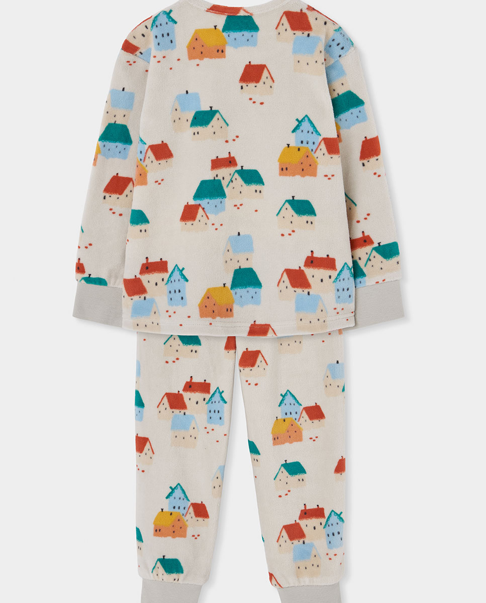 Pijama de Canelado Infantil de Algodão Aos Quadrados Multicolor-2